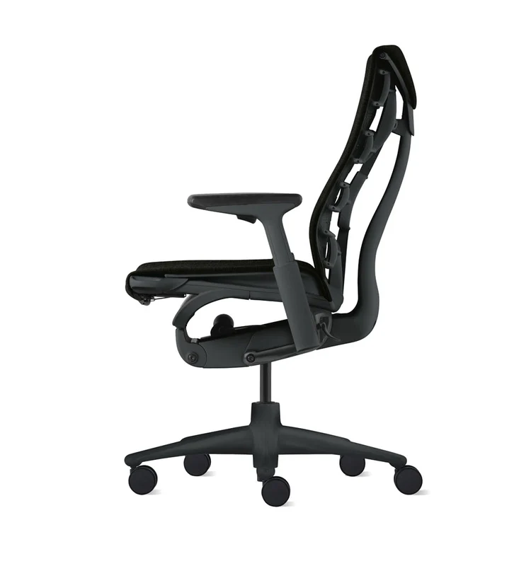 Herman Miller Embody Logitech G Gaming Stuhl von der Seite Dank Pixelate Support-Technik passt er sich an Ihre minimalen Bewegungen an und verhindert Druckaufbau.